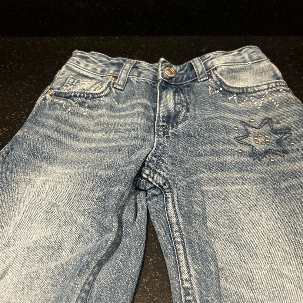 Zara Blue Denim Jeans with Star and Stud Embellishment